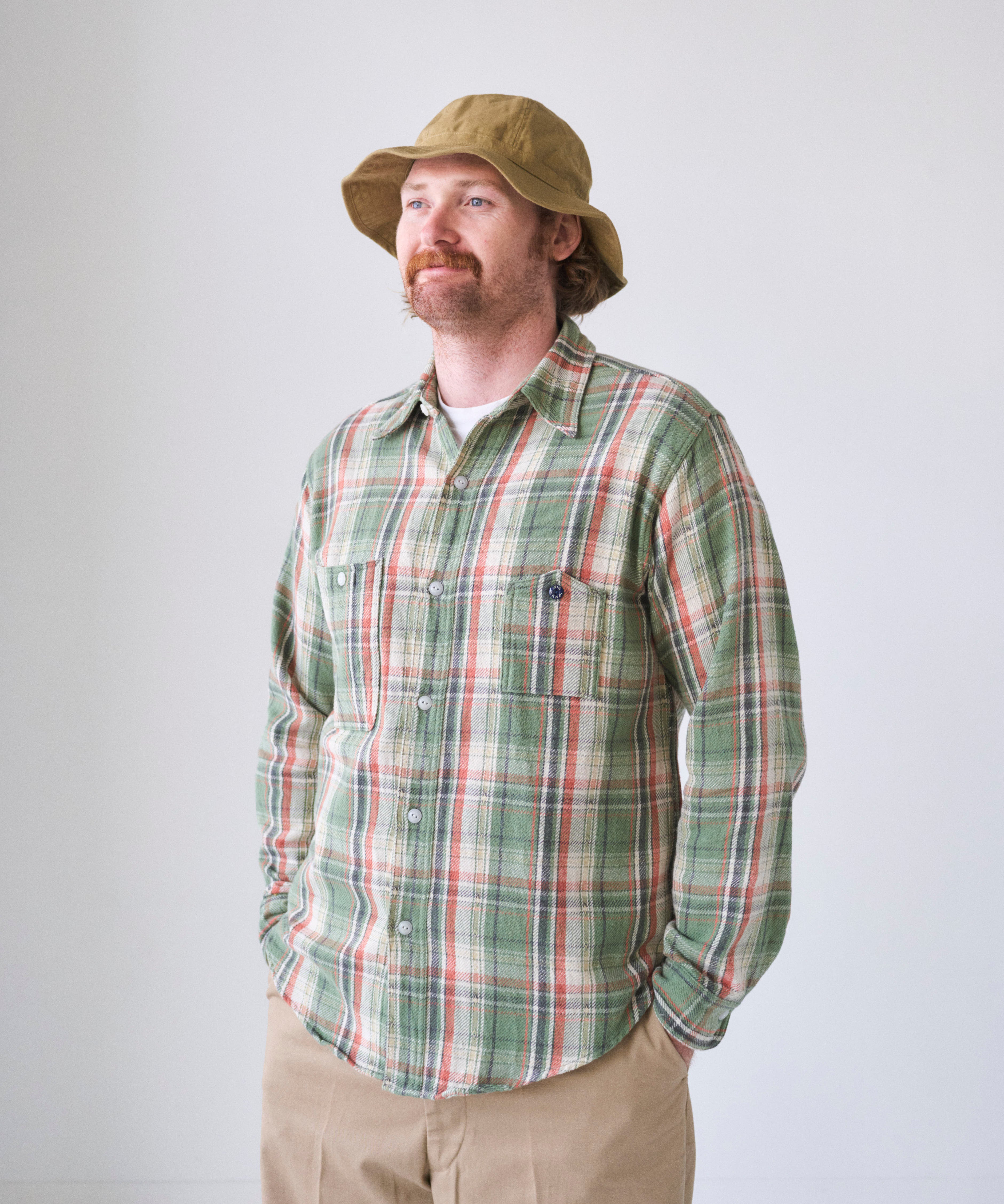 【BIGYANK】1942 PLAID FLANNEL SHIRTS / GREEN