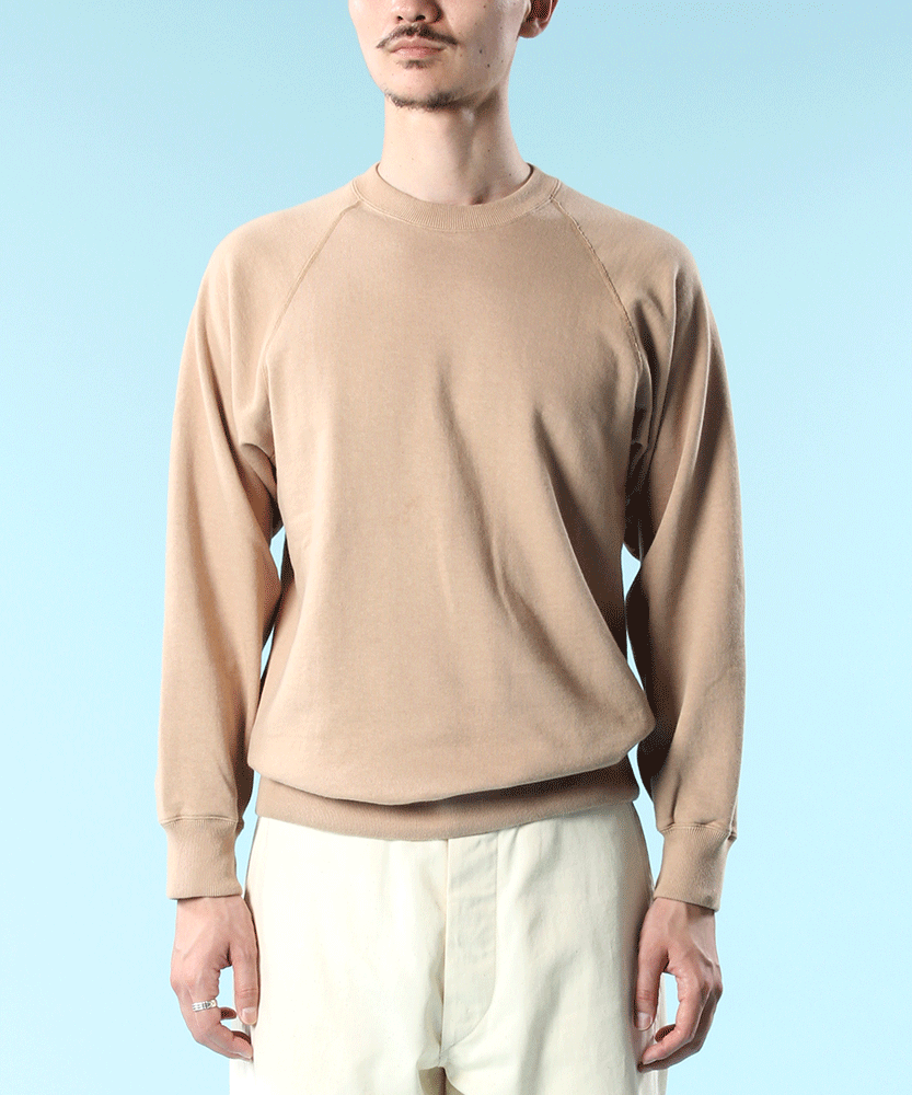 ANATOMICA SWEAT RAGLAN CREW NECK  /  SAND