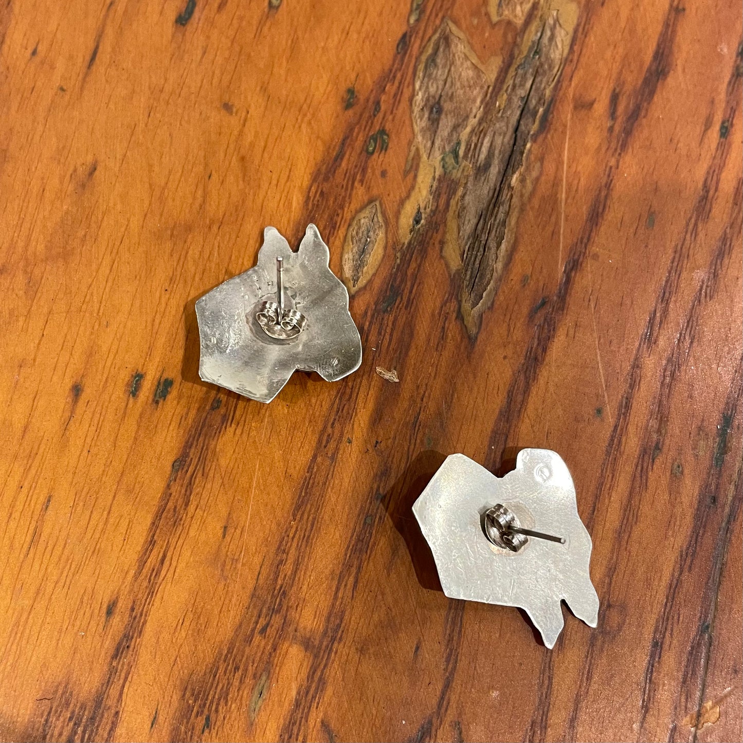 [NAVAJO] Nickel Silver Turquoise Horse Earrings