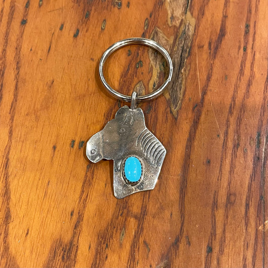 [Navajo] Nickel Silver Turquoise Horse Keyring