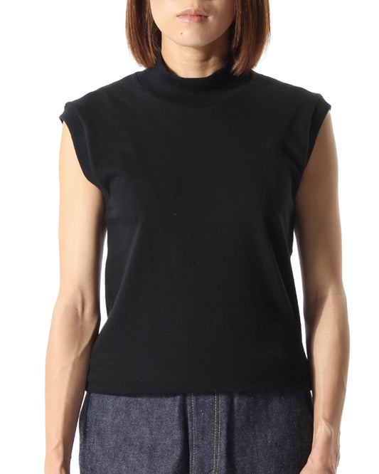 MOCK NECK TEE SLEEVELESS ORGANIC COTTON